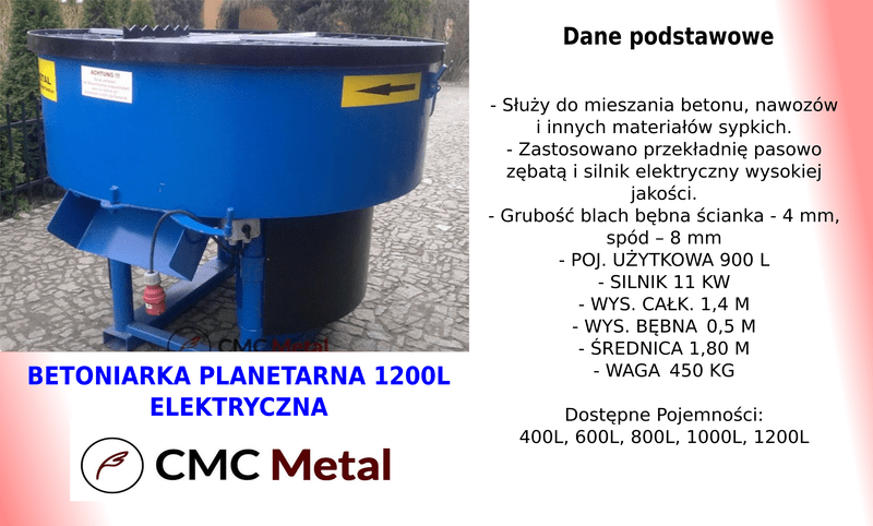 betoniarka planetarna elektryczna